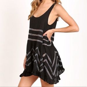 FREE PEOPLE Voile & Lace Trapeze Slip Black Combo